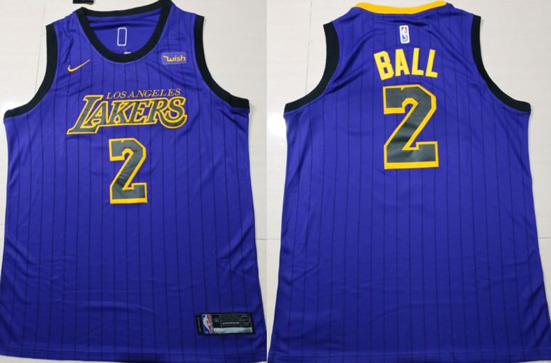 Men Los Angeles Lakers 2 Ball Blue City Edition Game Nike NBA Jerseys